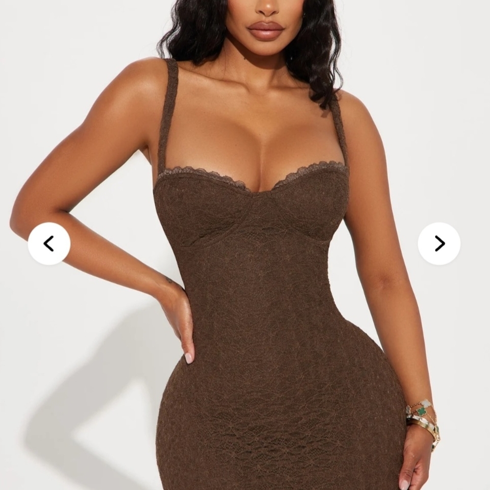 Elegant Brown Lace Dress